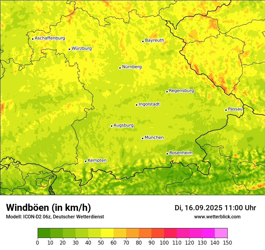 Modellkarten Windgeschwindigkeit