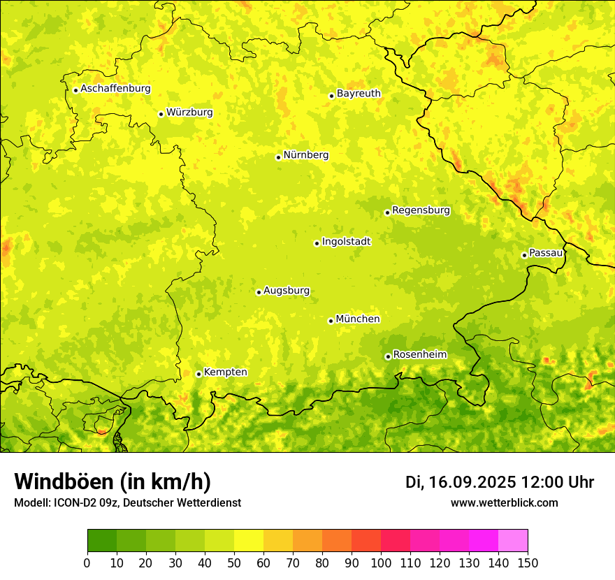 Modellkarten Windgeschwindigkeit