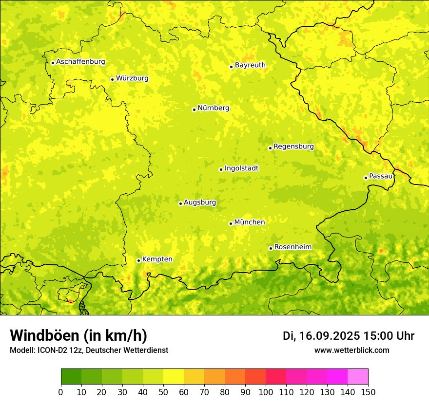 Modellkarten Windgeschwindigkeit