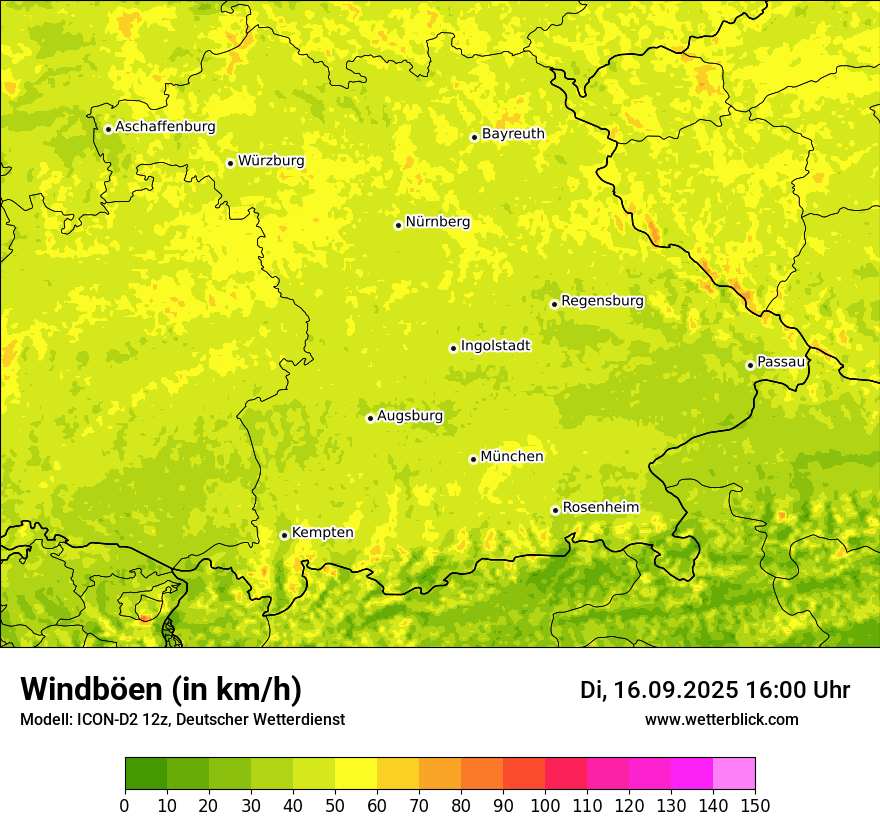 Modellkarten Windgeschwindigkeit
