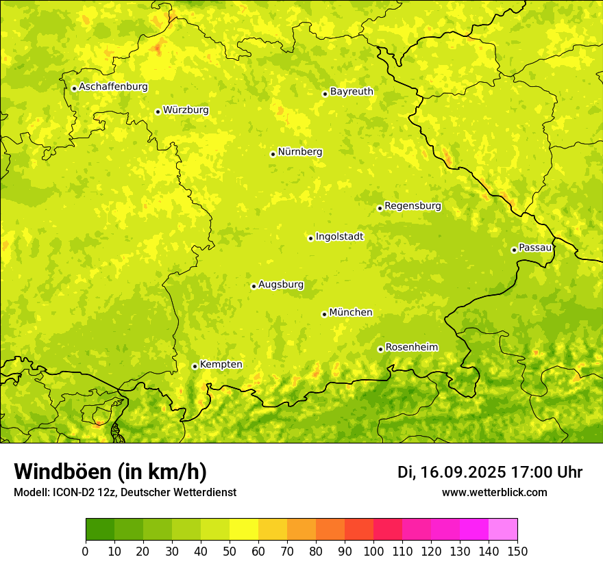 Modellkarten Windgeschwindigkeit