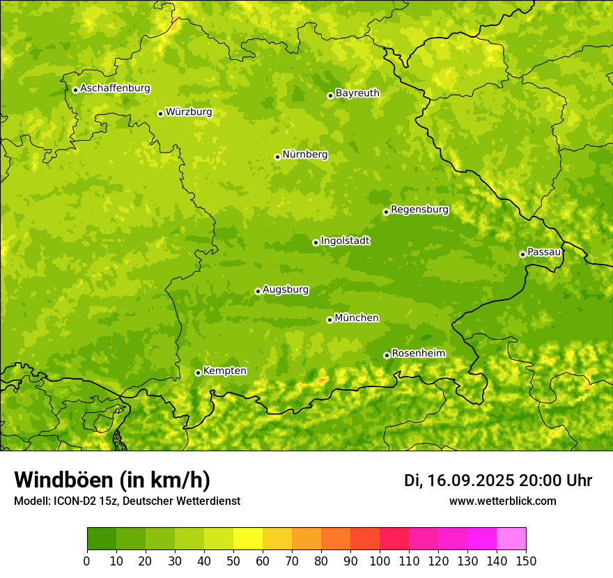 Modellkarten Windgeschwindigkeit