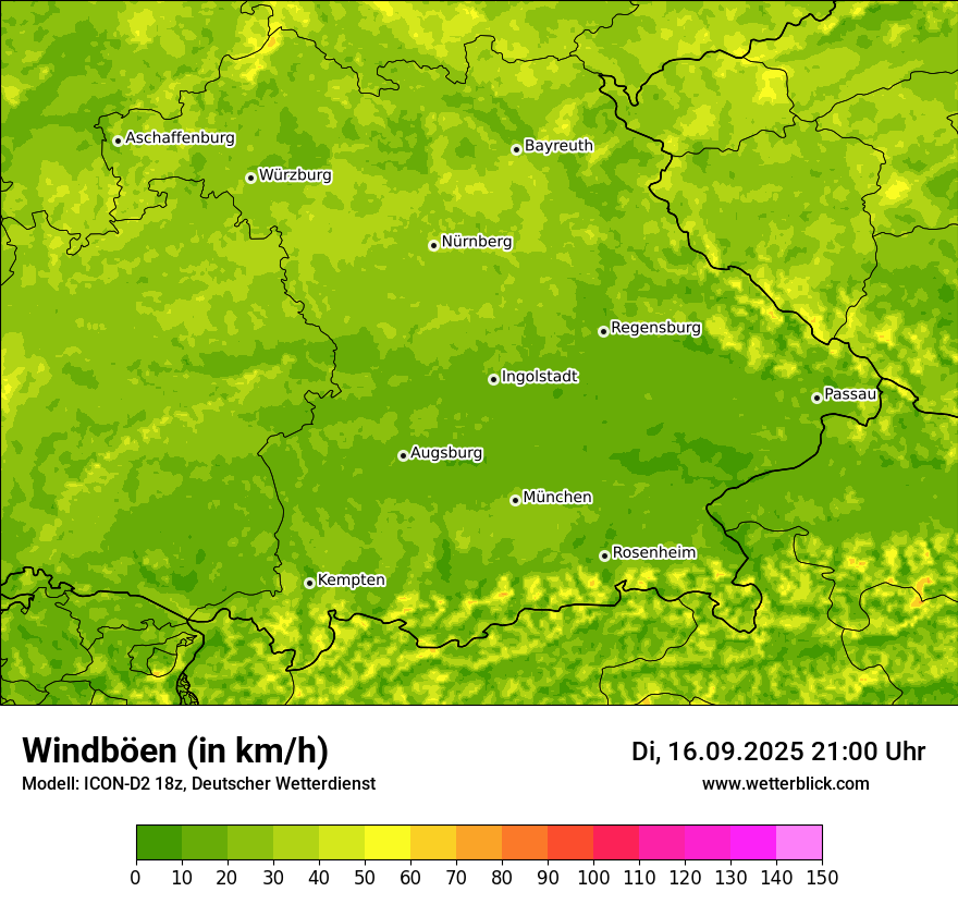 Modellkarten Windgeschwindigkeit