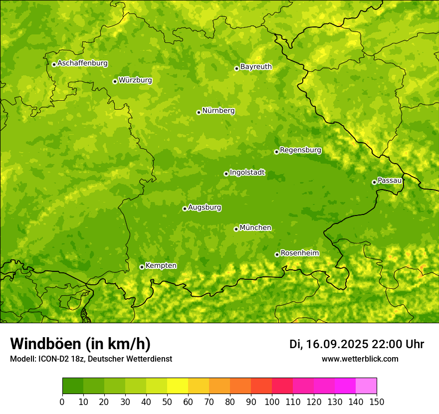 Modellkarten Windgeschwindigkeit