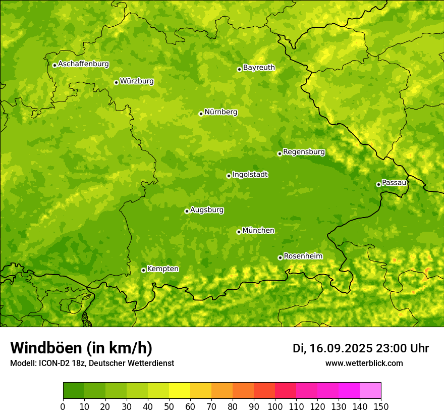 Modellkarten Windgeschwindigkeit