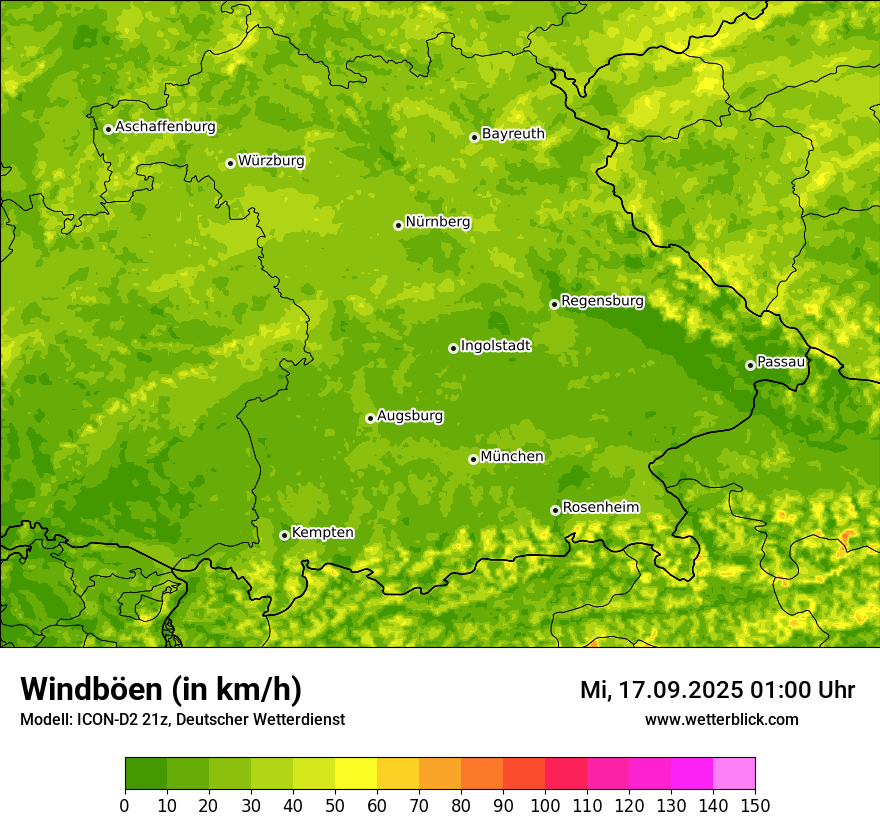 Modellkarten Windgeschwindigkeit
