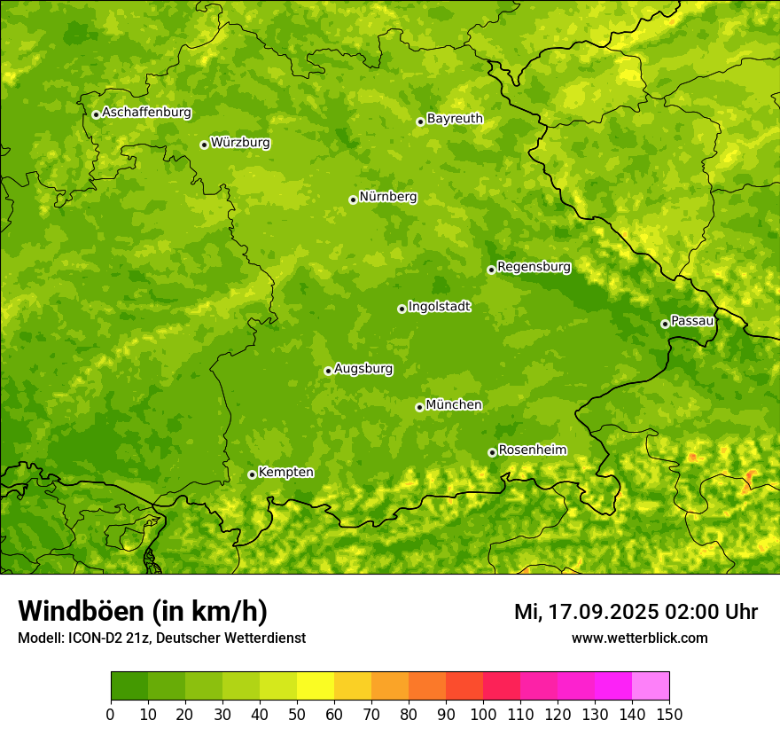 Modellkarten Windgeschwindigkeit