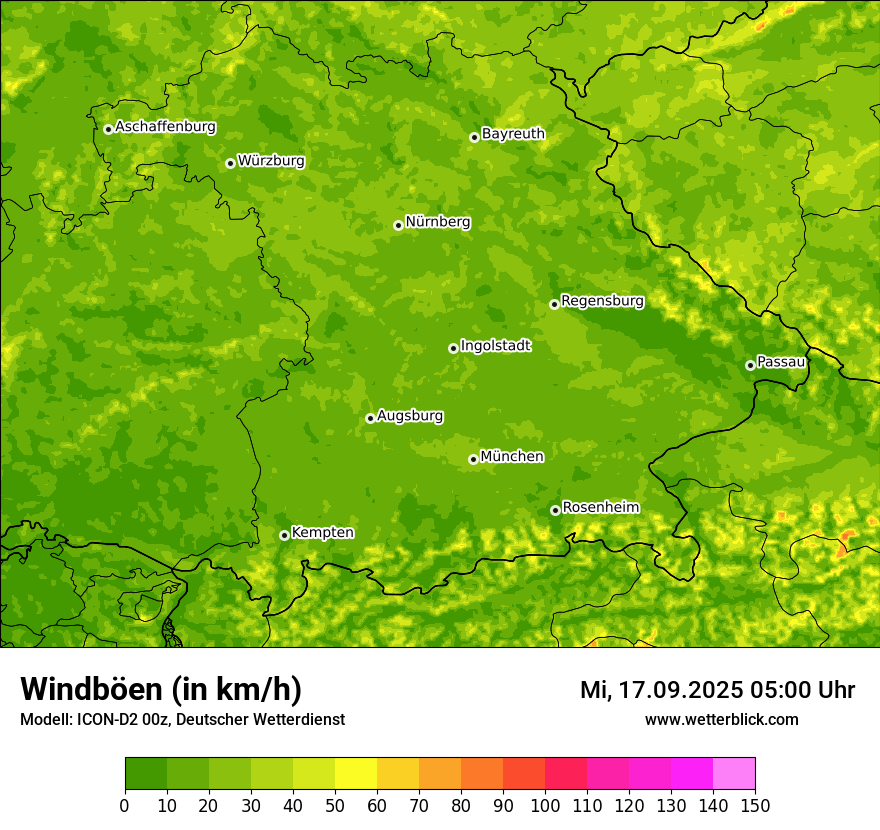 Modellkarten Windgeschwindigkeit