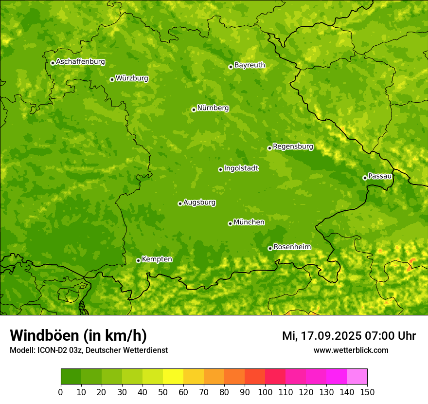 Modellkarten Windgeschwindigkeit