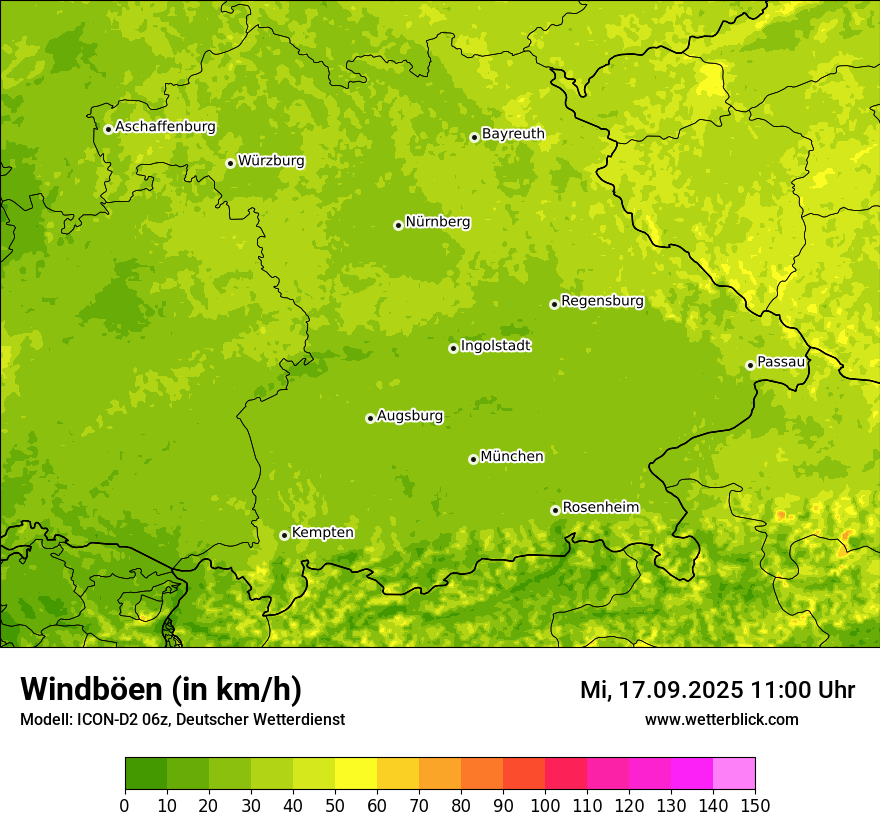 Modellkarten Windgeschwindigkeit