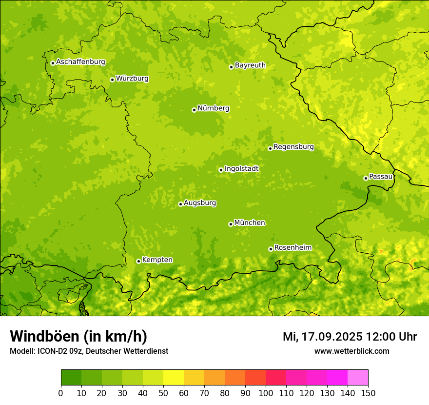 Modellkarten Windgeschwindigkeit