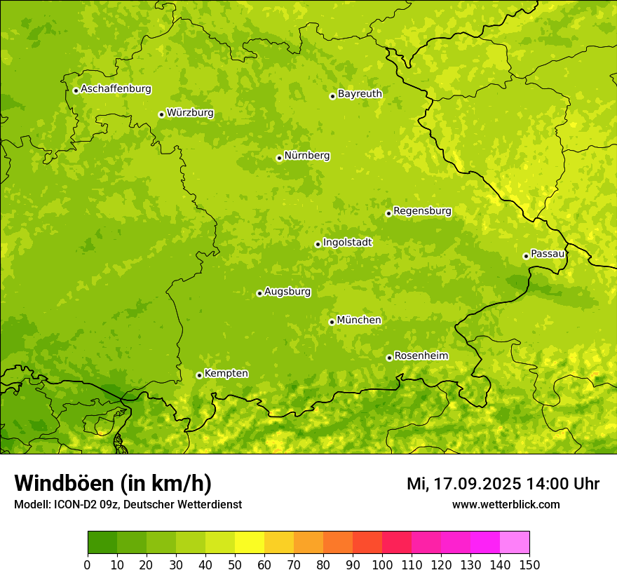 Modellkarten Windgeschwindigkeit