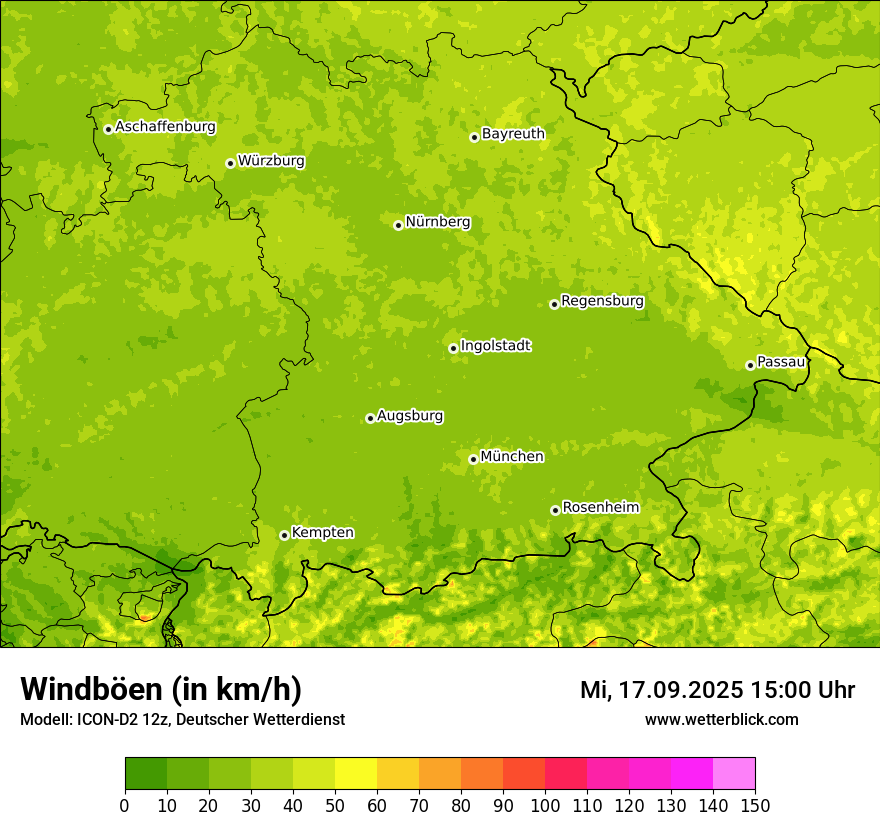 Modellkarten Windgeschwindigkeit