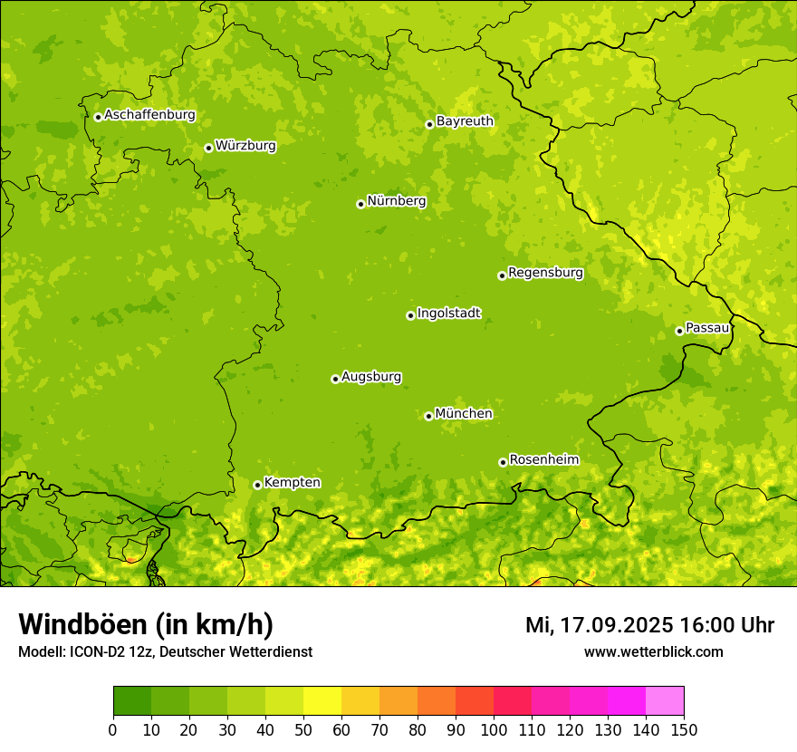 Modellkarten Windgeschwindigkeit