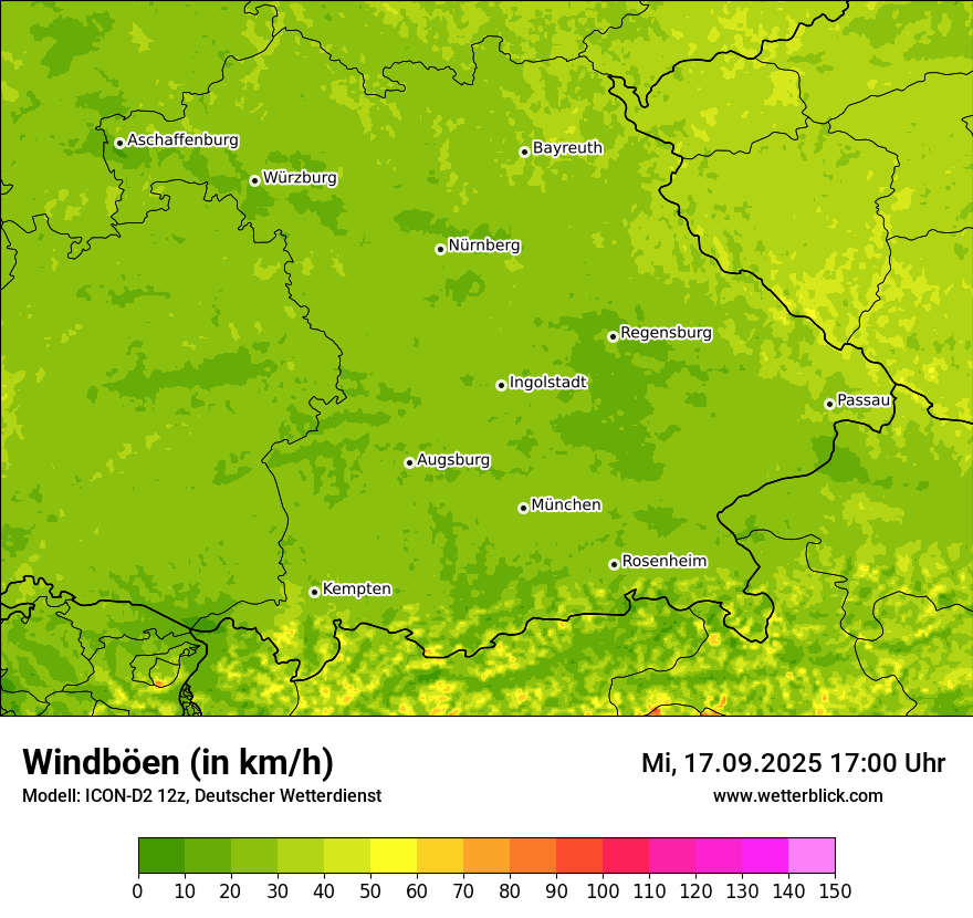 Modellkarten Windgeschwindigkeit