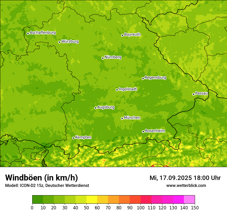Modellkarten Windgeschwindigkeit