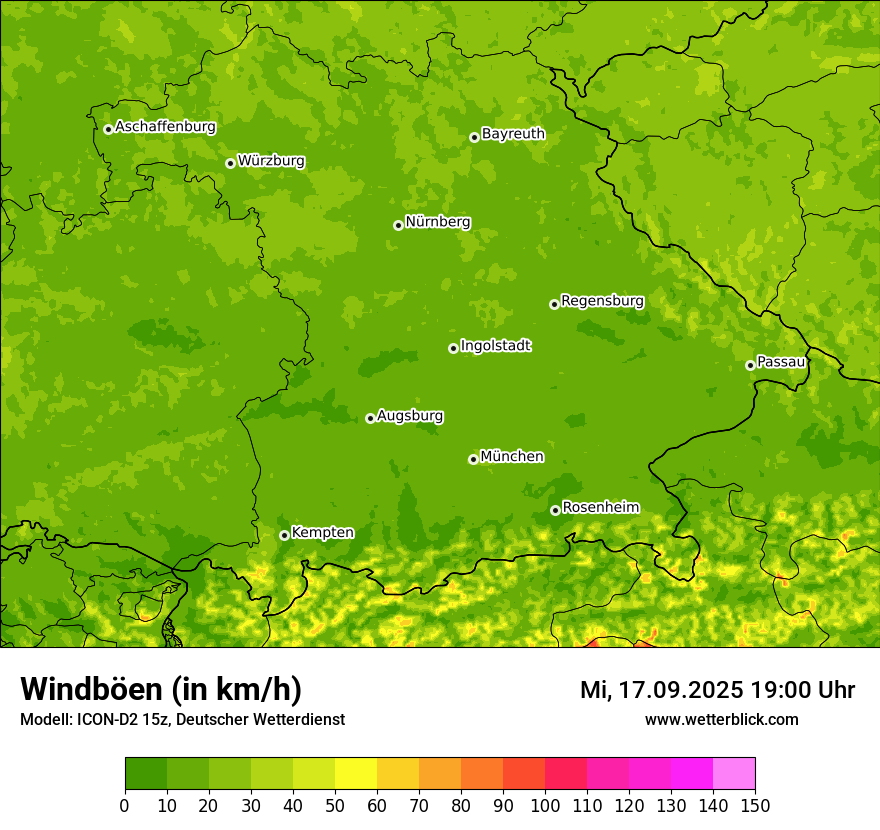 Modellkarten Windgeschwindigkeit