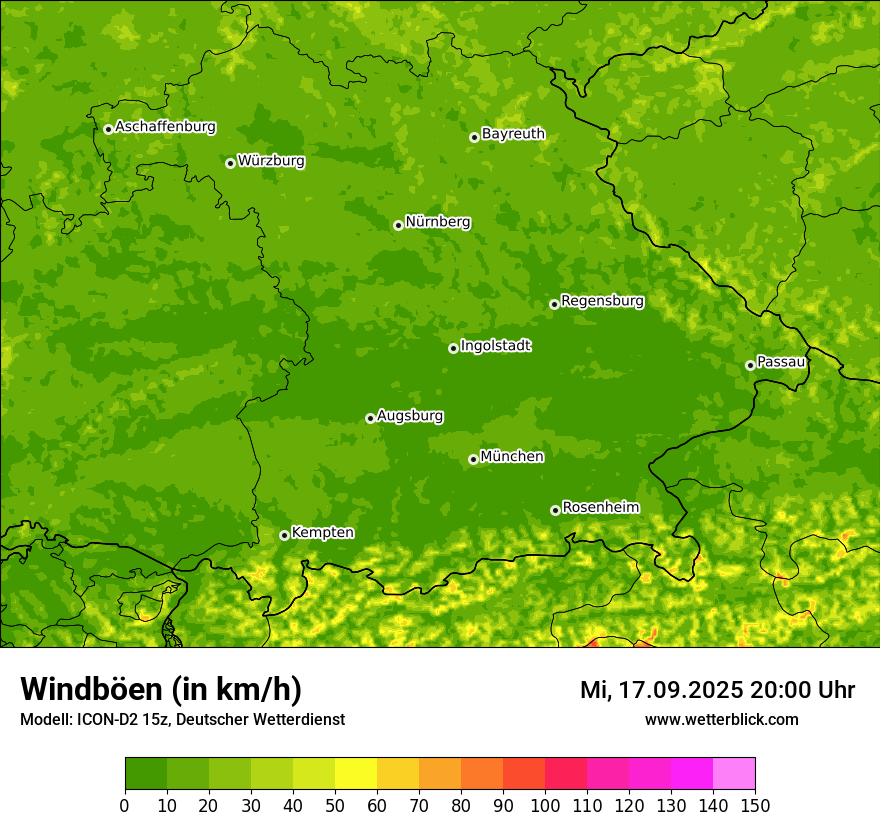 Modellkarten Windgeschwindigkeit