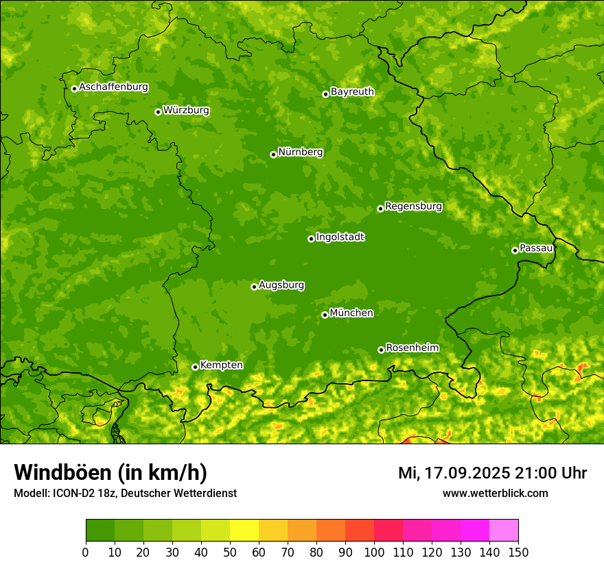 Modellkarten Windgeschwindigkeit