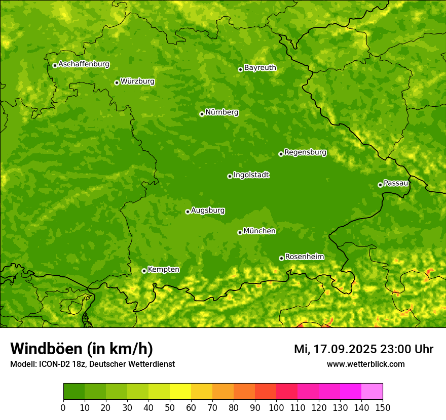 Modellkarten Windgeschwindigkeit