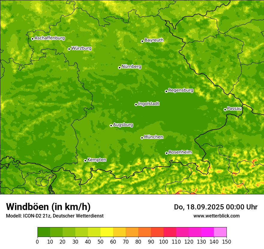 Modellkarten Windgeschwindigkeit