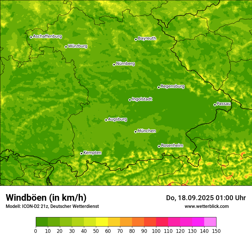 Modellkarten Windgeschwindigkeit