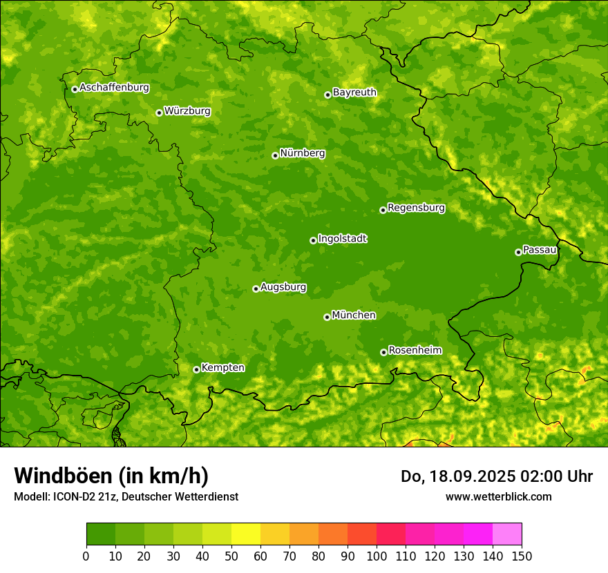 Modellkarten Windgeschwindigkeit