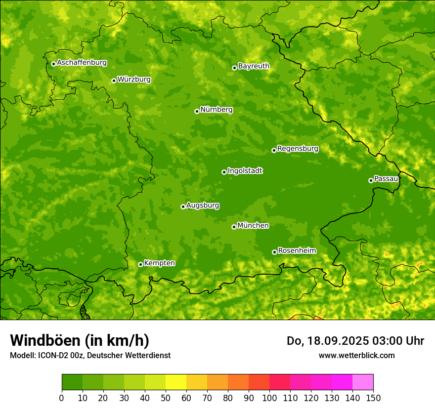 Modellkarten Windgeschwindigkeit