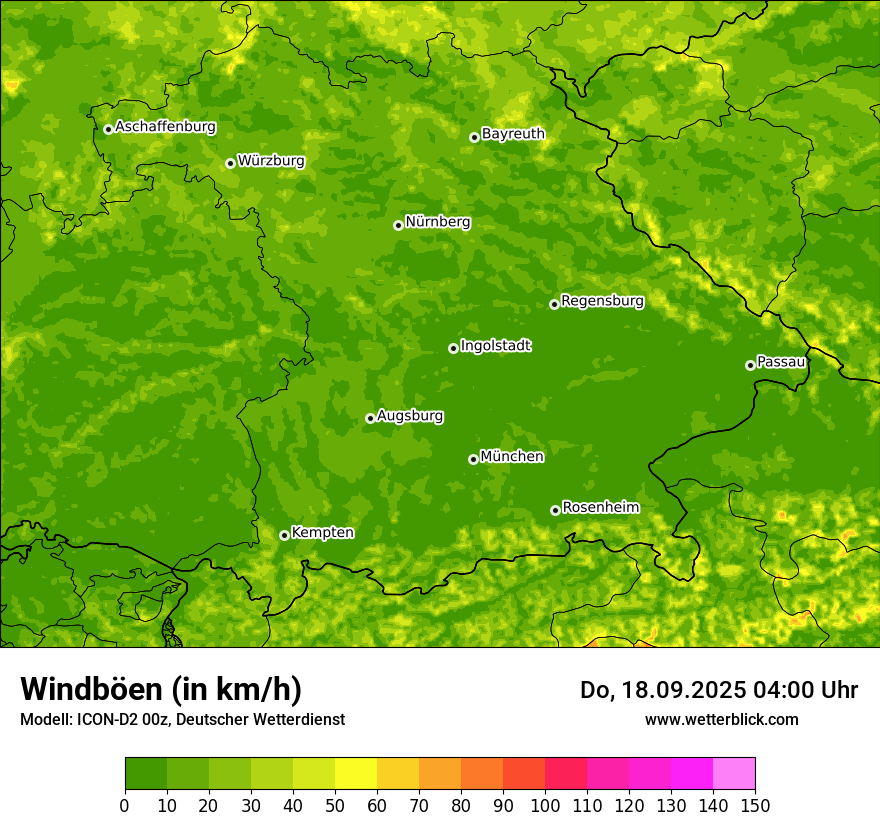 Modellkarten Windgeschwindigkeit