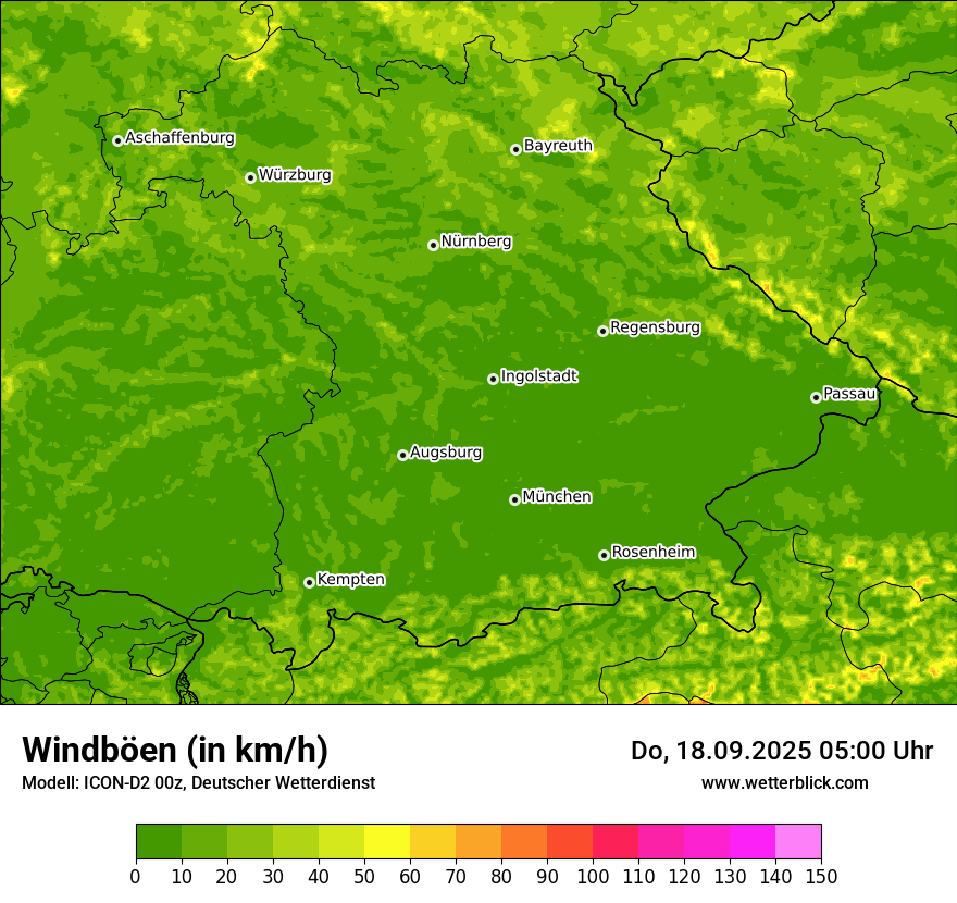 Modellkarten Windgeschwindigkeit