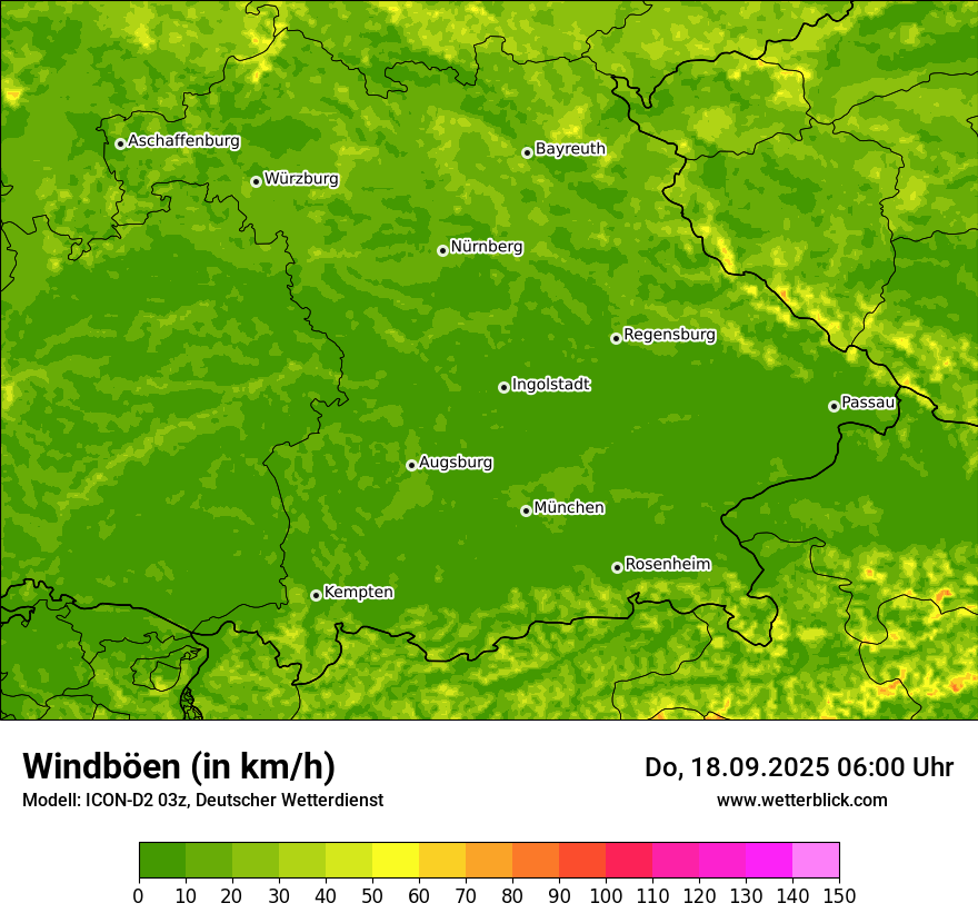 Modellkarten Windgeschwindigkeit
