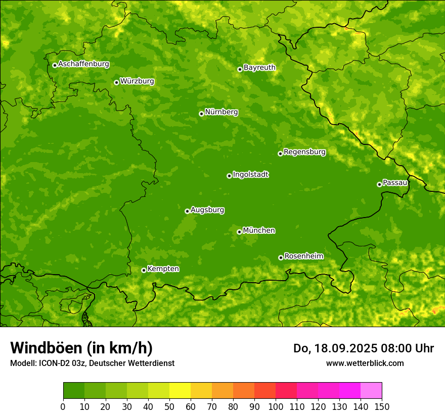 Modellkarten Windgeschwindigkeit