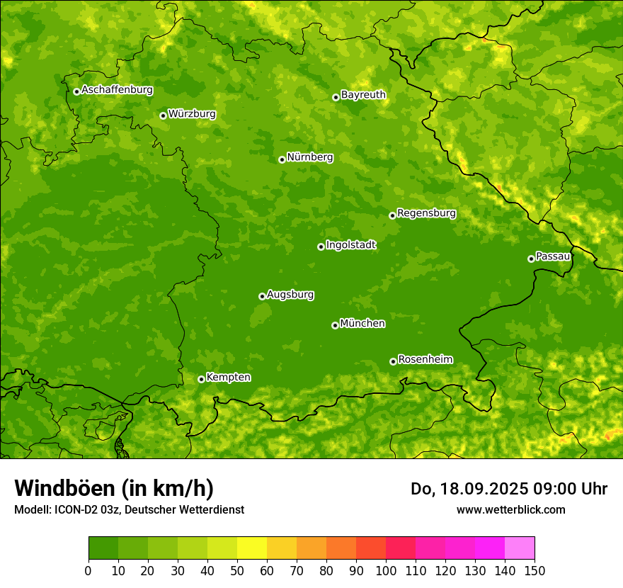 Modellkarten Windgeschwindigkeit