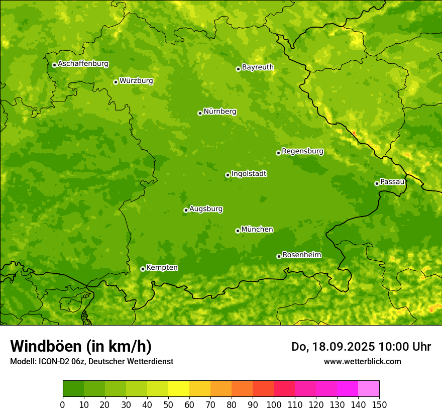 Modellkarten Windgeschwindigkeit