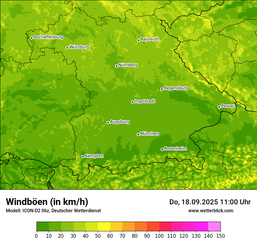 Modellkarten Windgeschwindigkeit