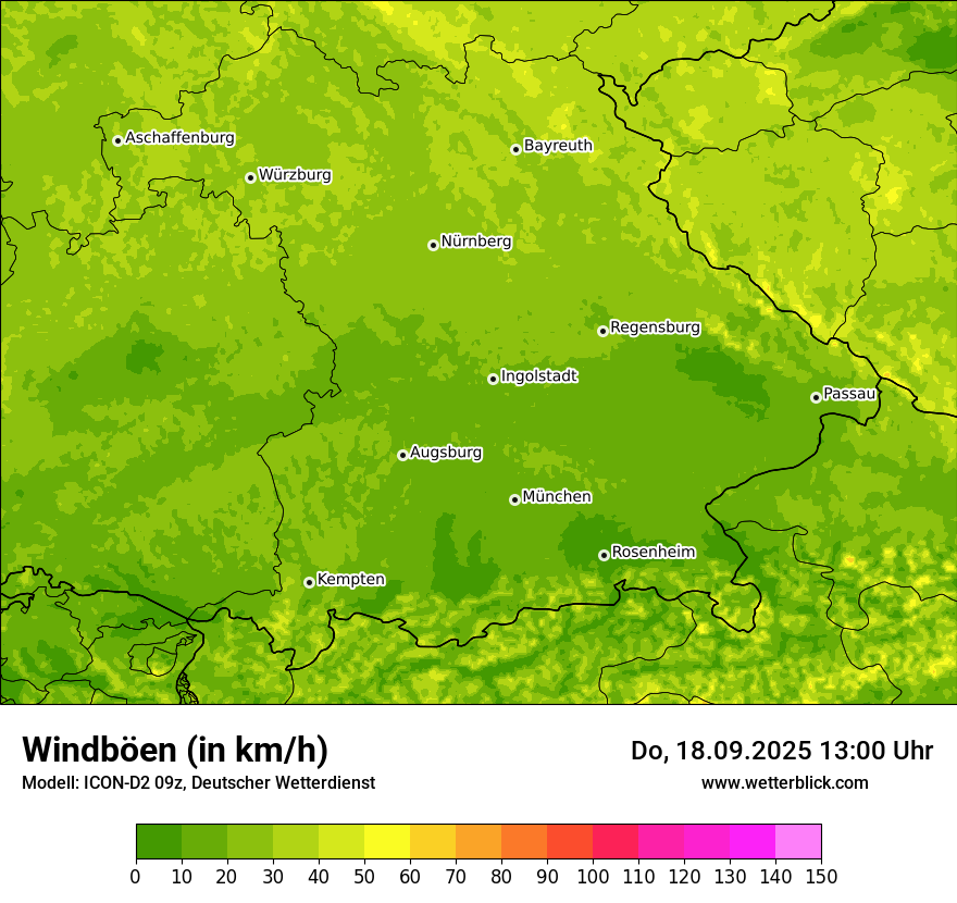 Modellkarten Windgeschwindigkeit
