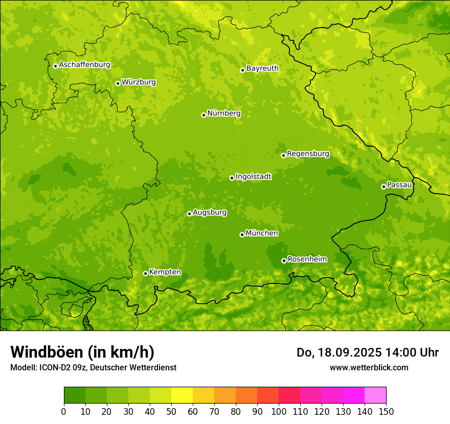 Modellkarten Windgeschwindigkeit