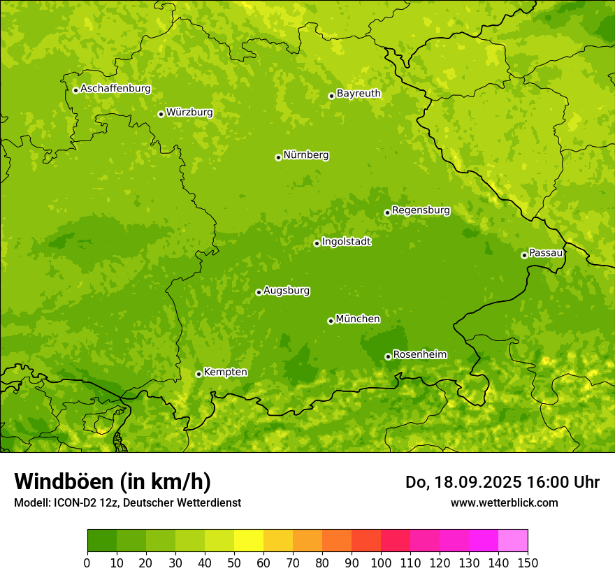 Modellkarten Windgeschwindigkeit