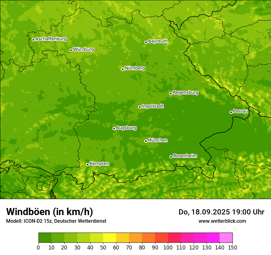 Modellkarten Windgeschwindigkeit