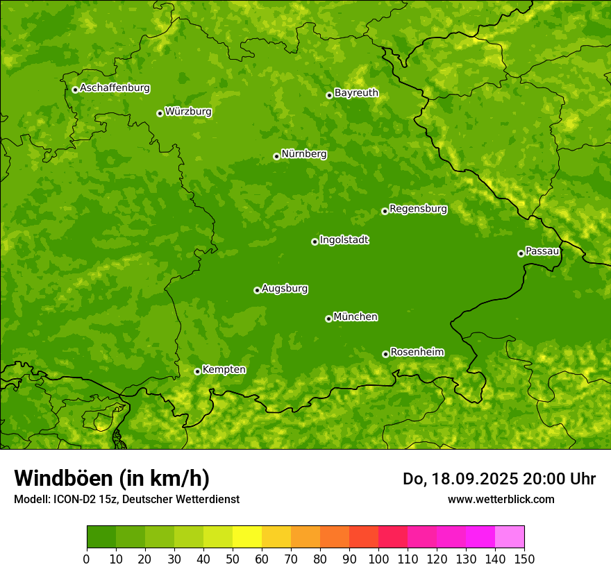 Modellkarten Windgeschwindigkeit
