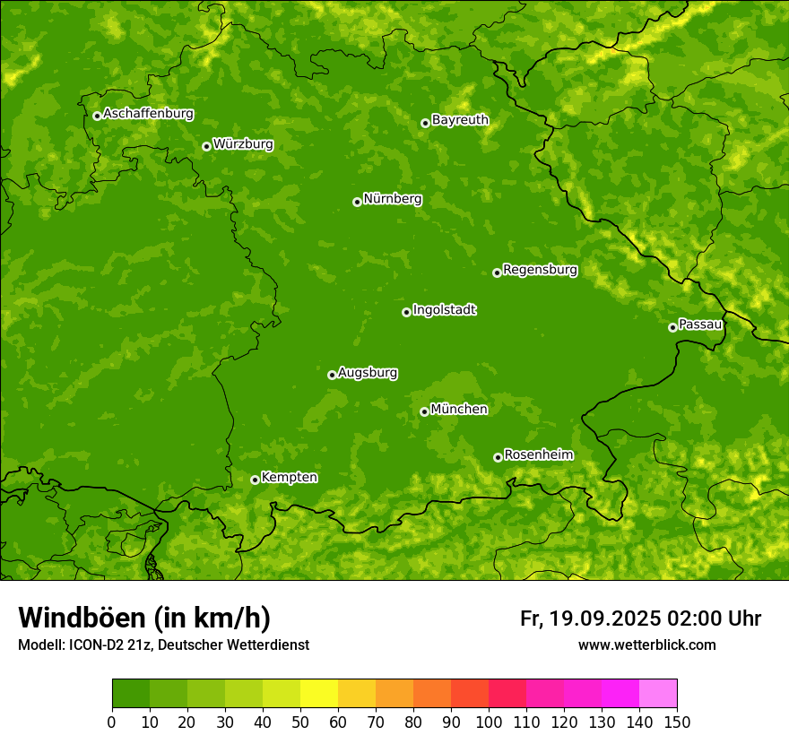 Modellkarten Windgeschwindigkeit