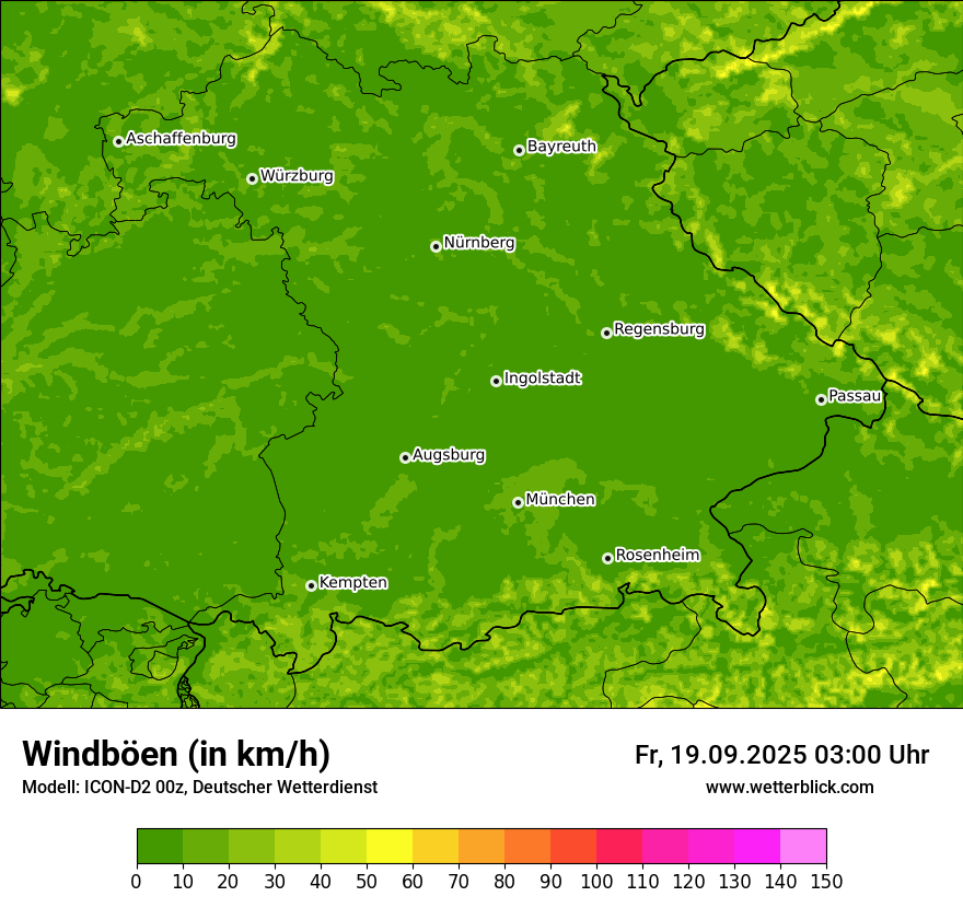 Modellkarten Windgeschwindigkeit