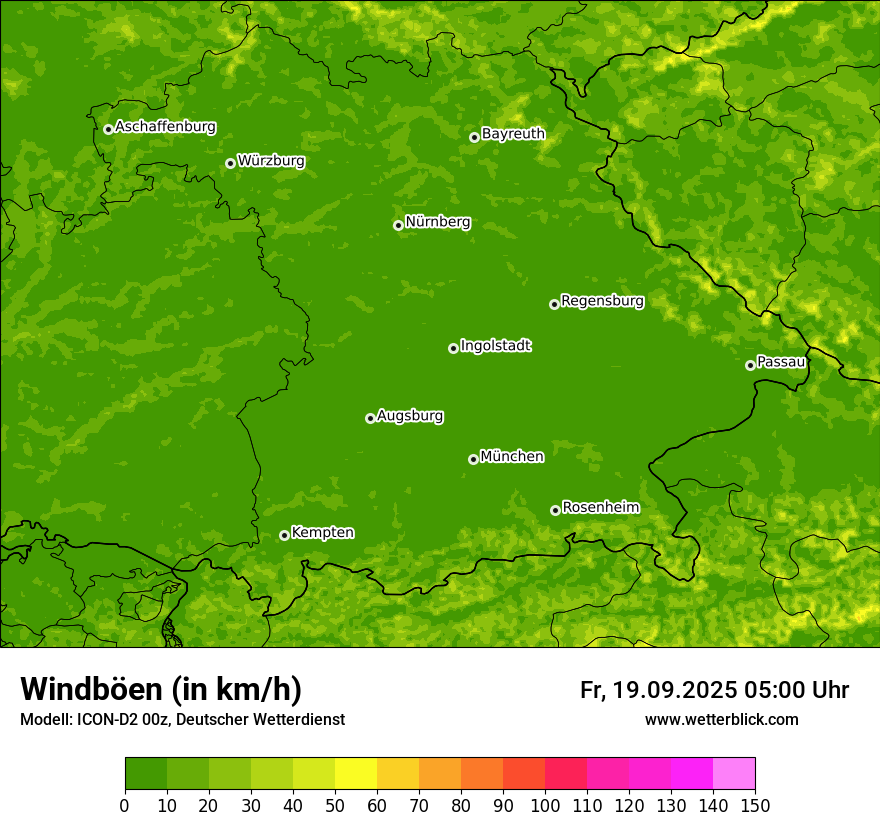 Modellkarten Windgeschwindigkeit