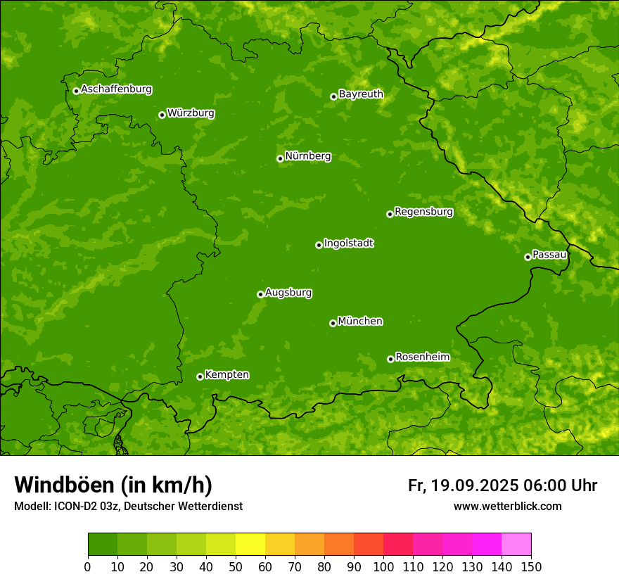 Modellkarten Windgeschwindigkeit