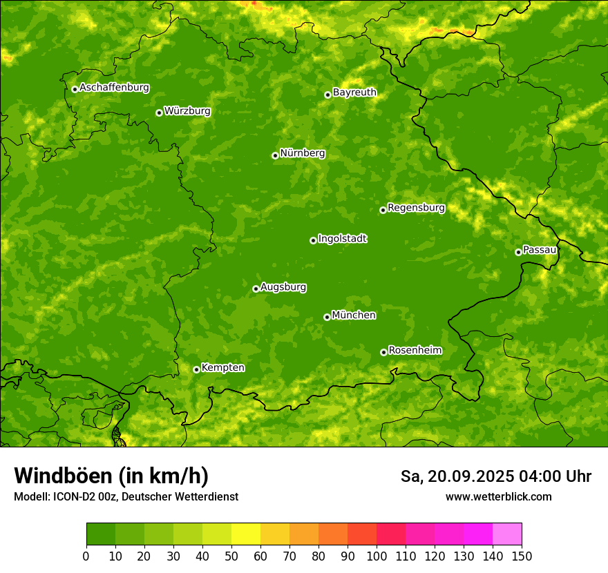Modellkarten Windgeschwindigkeit