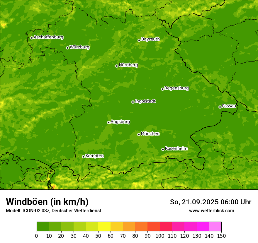 Modellkarten Windgeschwindigkeit