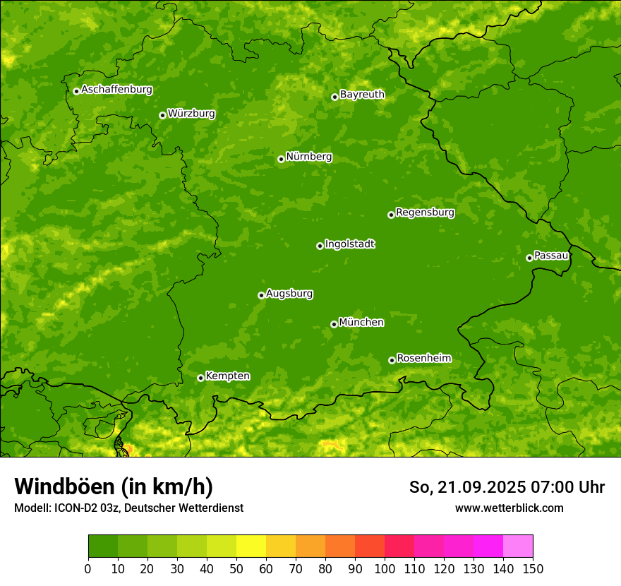 Modellkarten Windgeschwindigkeit