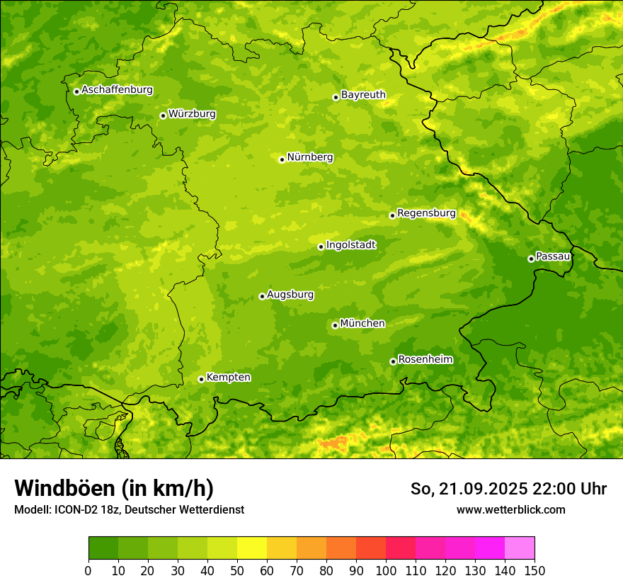 Modellkarten Windgeschwindigkeit