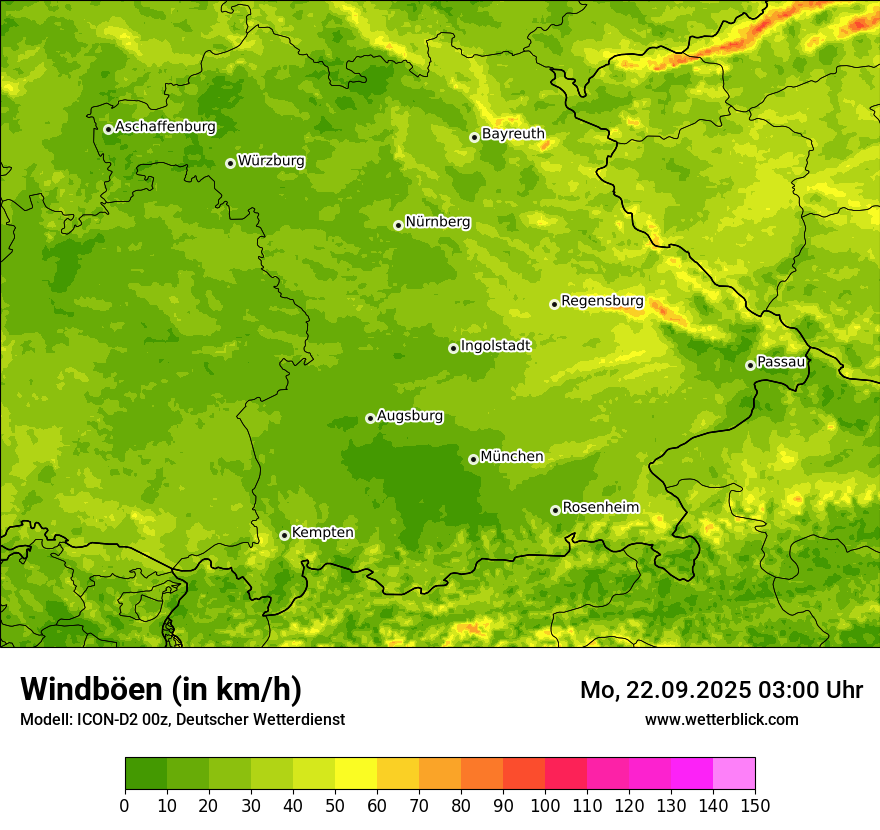 Modellkarten Windgeschwindigkeit