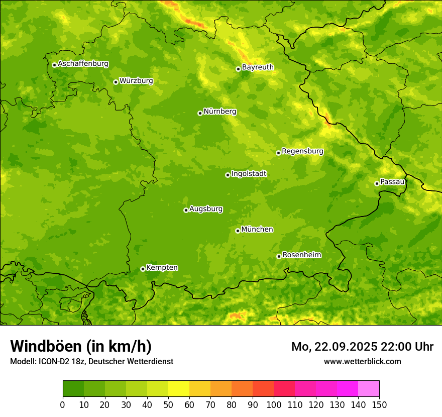 Modellkarten Windgeschwindigkeit